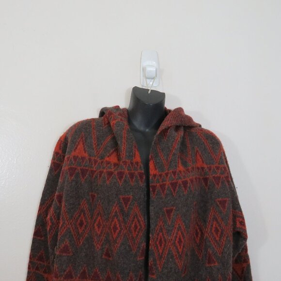 Toad & Co size XL Merino Diamond Hoodie Open Cardigan Lambswool Boho Western - Picture 3 of 6